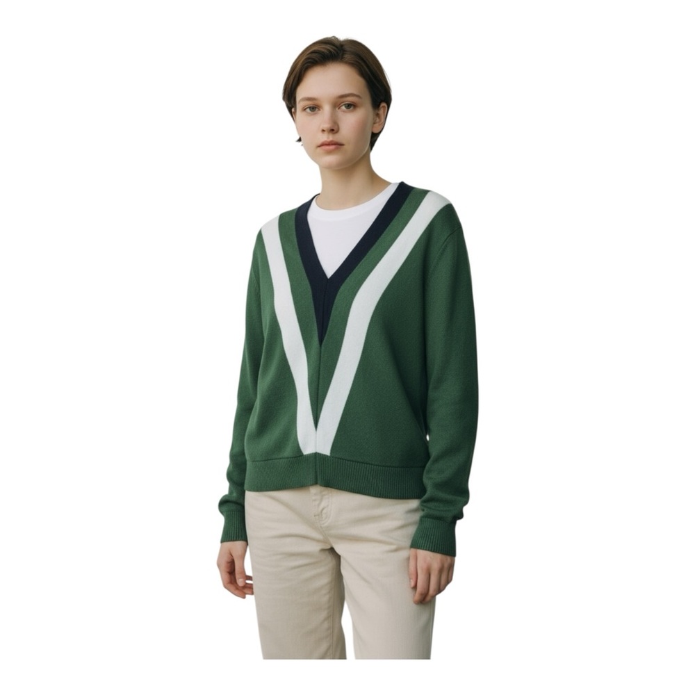 Vintage 1970’s Sears Sportswear V-Neck Geometric Varsity Academia Sweater